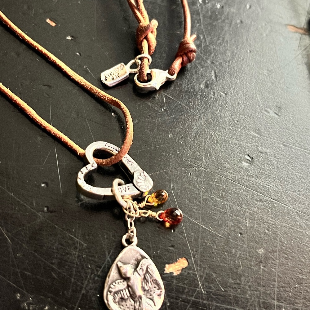 Jes Maharry charm holder, JM charms and JM leather Necklace.